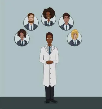 The range of patients attending General practitioner Stock Illustration