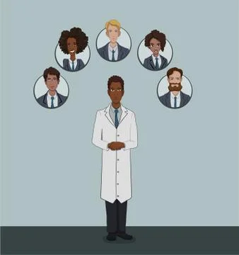 The range of patients attending General practitioner Stock Illustration