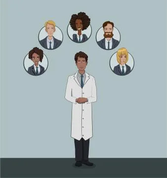 The range of patients attending General practitioner Stock Illustration