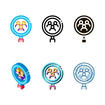 Range people research icon vector outline Stock Illustration