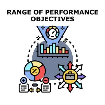 Range of performance objectives and business strategy concept Stock Illustration