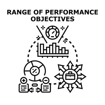 Range of performance objectives and business strategy concept Stock Illustration