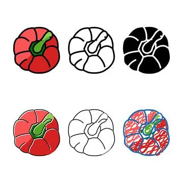 Range red pepper ingredient color icon vector Stock Illustration