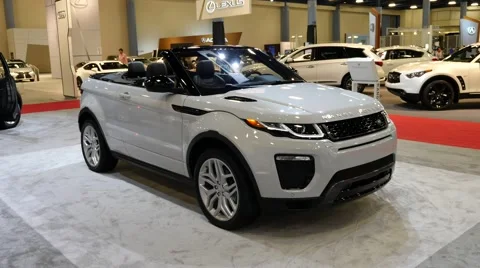 Range Rover Evoque HSE convertible at the Miami International Auto Show Stock Footage 68722635