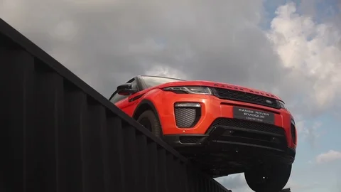 Range Rover Evoque presented in motorshow Stock Footage 102221574