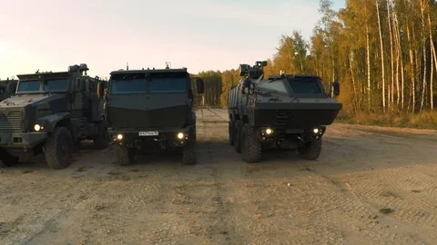 Range of russian military tracks Video stock 95917404