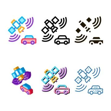 Range satellite connection with car icon vector outline Stock Illustration