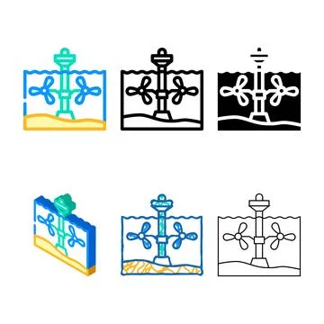 Range systems barrages tidal color icon vector variety Stock Illustration