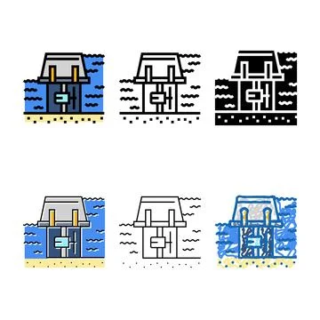 Range systems barrages tidal color icon vector concepts Stock Illustration