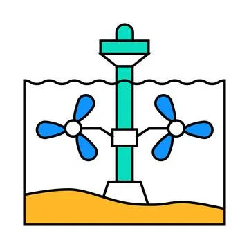 Range systems barrages tidal icon color illustration Stock Illustration
