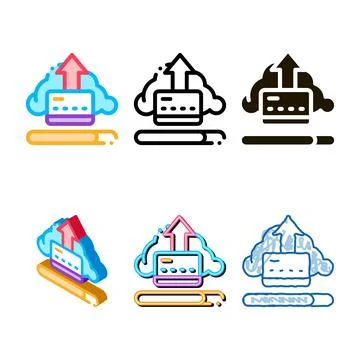 Range write-off data through cloud storage icon vector outline 스톡 일러스트