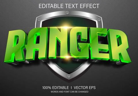 Ranger 3d vector text effect with modern style design Stock Illustration