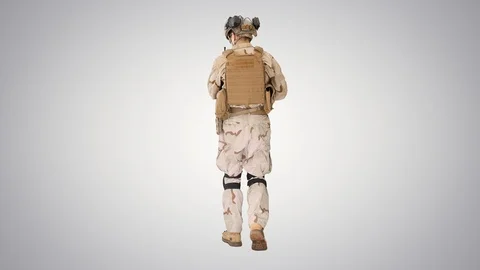 Ranger in full combat uniform walking on... | Stock Video | Pond5