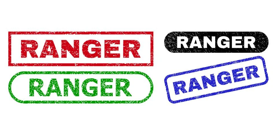 RANGER Rectangle Seals with Unclean Texture Illustrazione stock