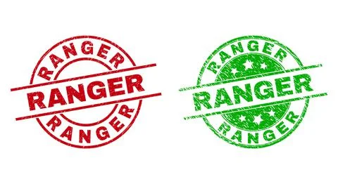 RANGER Round Seals Using Scratched Style Illustrazione stock