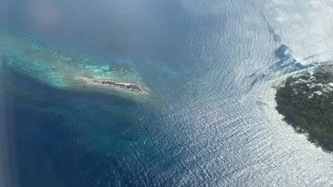 Rangiroa island, aerial view Stockbeeldmateriaal 344427528