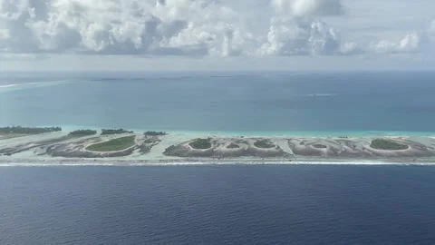 Rangiroa island, aerial view Stockbeeldmateriaal 344427547