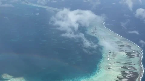 Rangiroa island, aerial view Видео 344427614