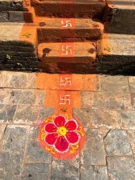 Rangoli and steps on stairs Stock Photos