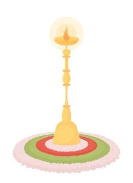 Rangoli candle holder semi flat color vector object Stock Illustration