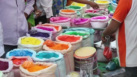 Rangoli colours market Stock Footage 208331209