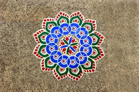 Rangoli Pattern on Floor Stock Photos