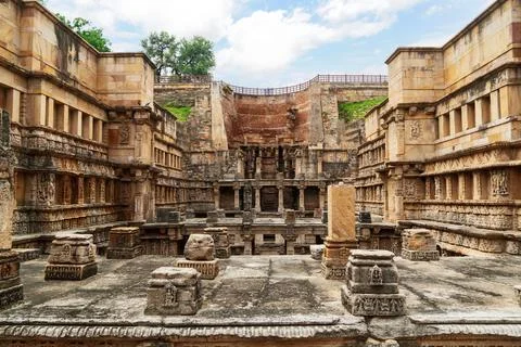 Rani Ki Vav inside view of carvings, Pattan, Gujarat , India Stock Photos