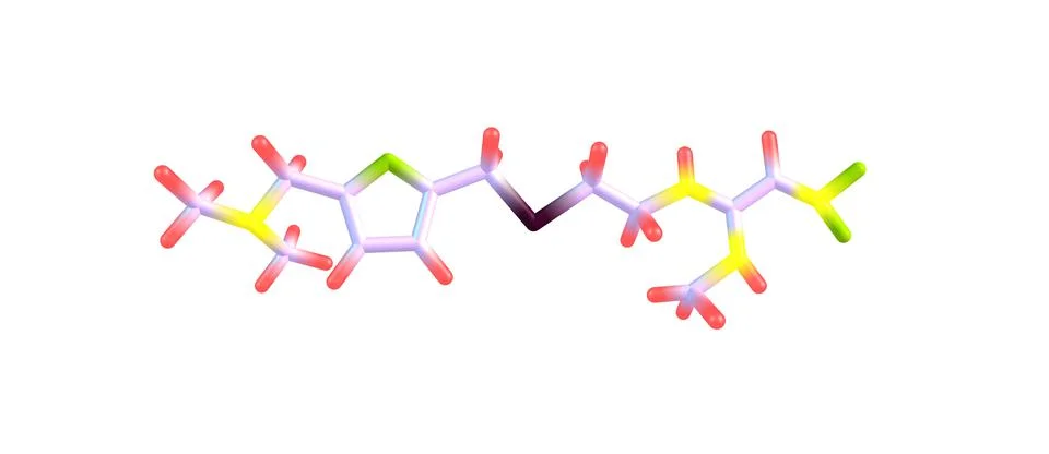 Ranitidine molecular structure isolated on white Illustrazione stock