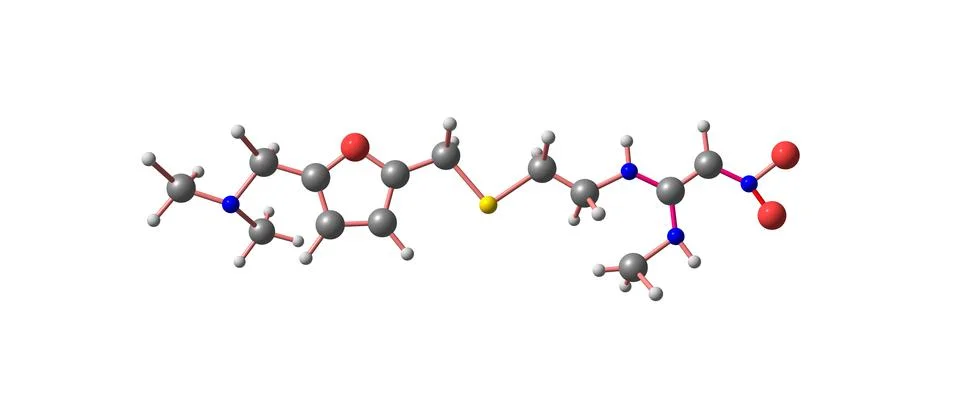 Ranitidine molecular structure isolated on white イラスト素材