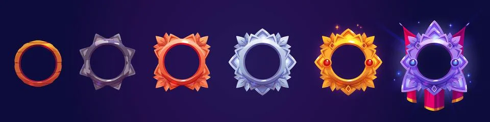 Rank frames, Ui game borders evolution vector set Illustrazione stock