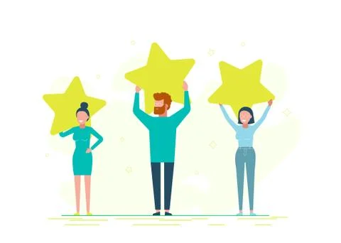 Rank rating stars feedback. Customer reviews rating, Different people give a Stock Illustration