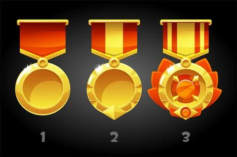 Ranked red medals for improving the game. Stock Illustration