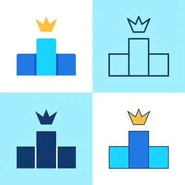 Ranking icon set in flat and line style Stock Illustration