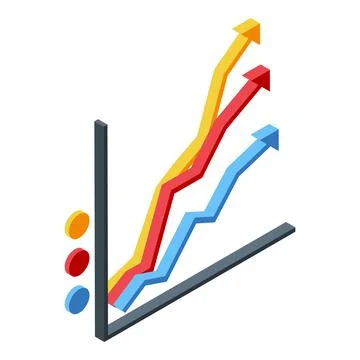 Ranking lines graph icon, isometric style Stock Illustration
