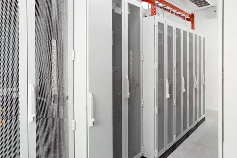  ranks modern supercomputers in computational data center White Server Roo... Foto stock