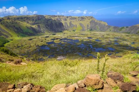 Rano Kau volcano crater in Easter Island Stock-Fotos