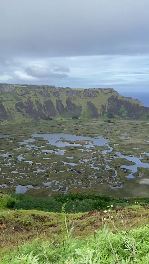 Rano Kau volcano in Easter Island 스톡 동영상 342836607