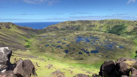 Rano Kau volcano in Easter Island Видео 342841294