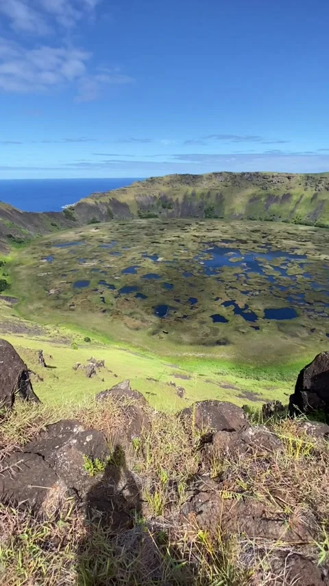 Rano Kau volcano in Easter Island Stock-Footage 342841368
