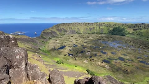 Rano Kau volcano in Easter Island Stock Footage 342841446