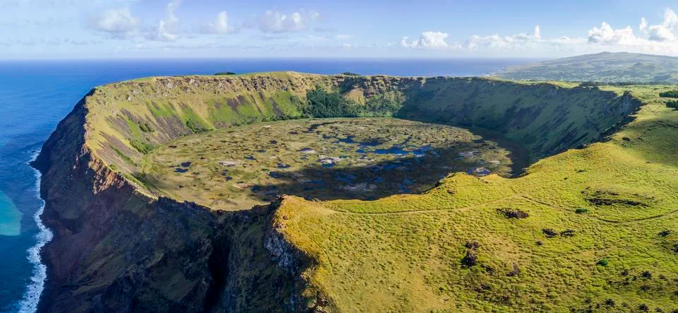 Rano Kau volcano on Easter Island, Chile Stock Photos