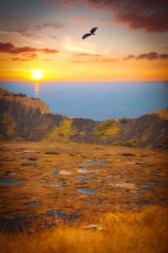 Rano Kau volcano, Easter island Stock Photos