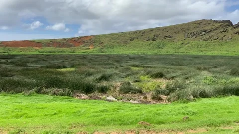 Rano Raraku volcano crater in Easter Island 库存影片 342838787