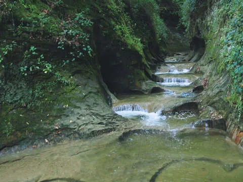 Ranquil Stream Through Rock Gorge Canon 1Dc Stock Footage 72112223