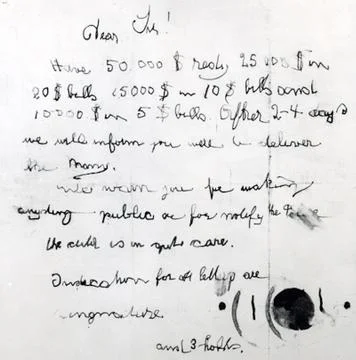 Ransom note in Lindbergh kidnapping case - 1932 Stock Photos
