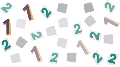 Ransom Note Style Background with Scattered Cut Out Paper Numbers and Digits Stock Footage 345539489