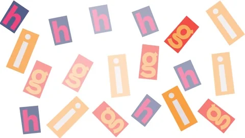 Ransom Note Style Pattern with Colorful Magazine Cutout Letters on White Video stock 345539498