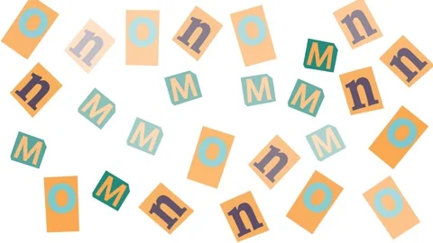 Ransom Note Style Pattern with Scattered Cut-out Alphabet Letters on White Stock Footage 345539495