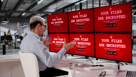 Ransomware Alert. Encrypted Personal Files On Screen Stock Footage 331517703
