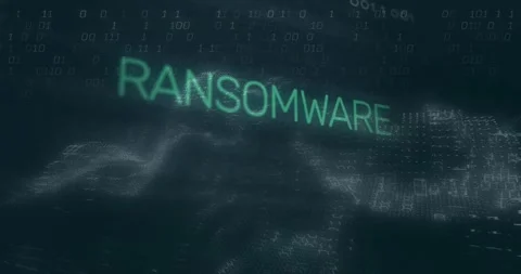 Ransomware animation with binary code and digital wave pattern in background Stock Footage 330109098